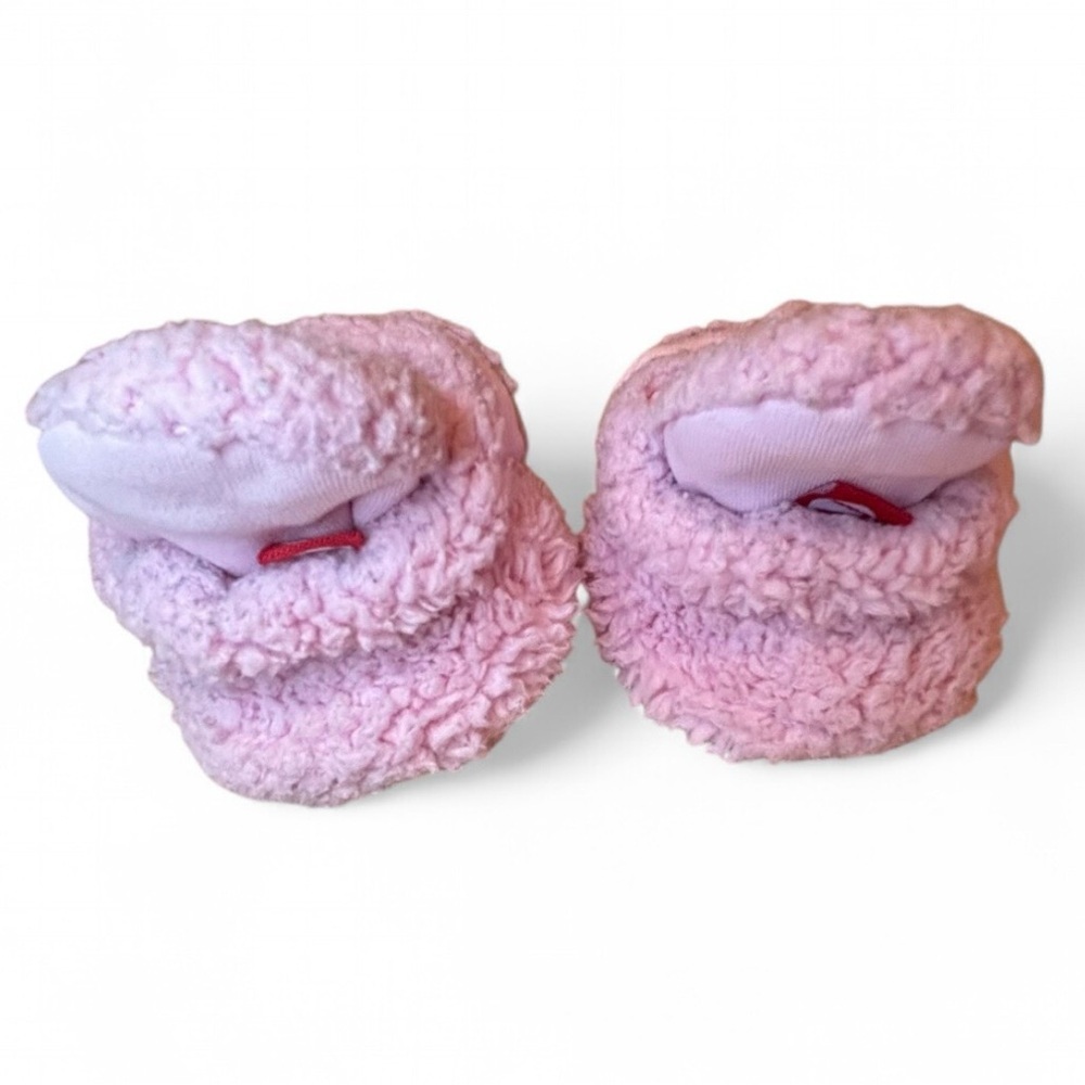 Zutano Furry Gripper Baby Bootie - Baby Pink  3 Months Girl Snap Buttons - Picture 2 of 4